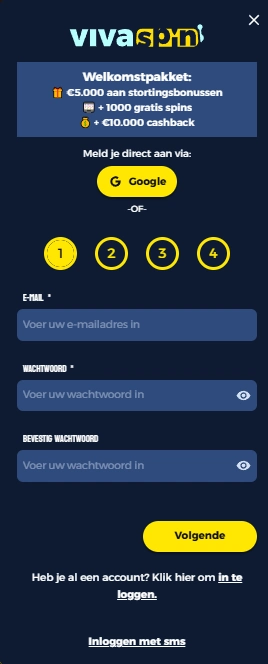 vivaspin casino register